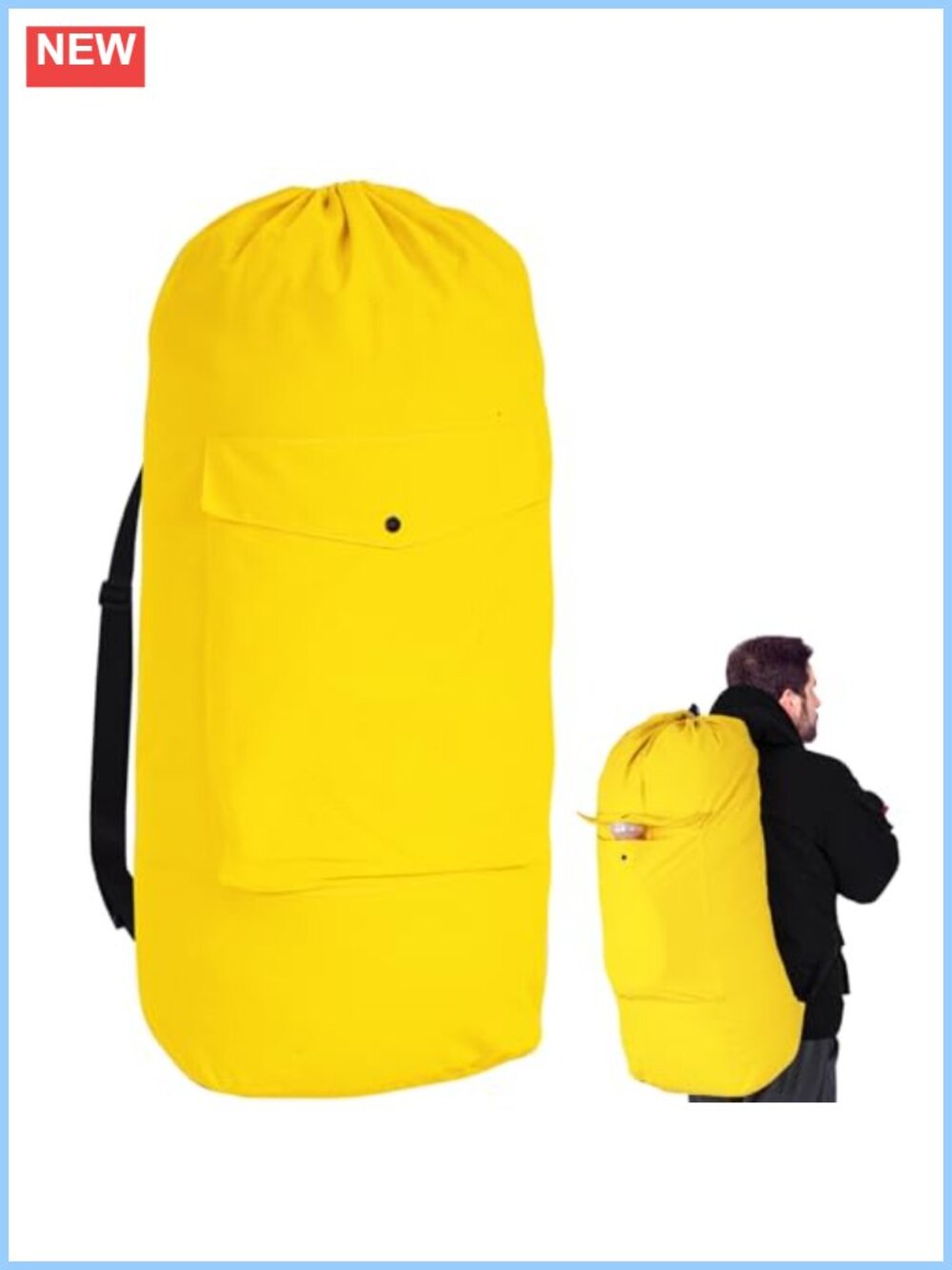 Large Canvas Laundry Bag with Adjustable Shoulder Strap, Durable College Dorm